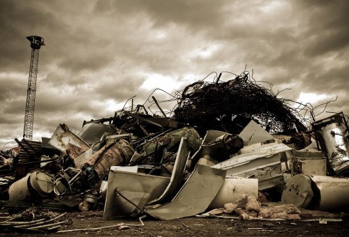 Different types of waste being sorted for recycling